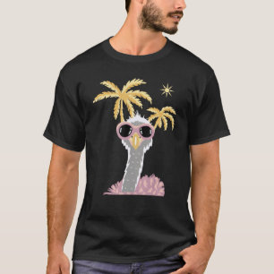Camiseta Gracioso avestruz De Arte Animal Con Gafas De Sol 