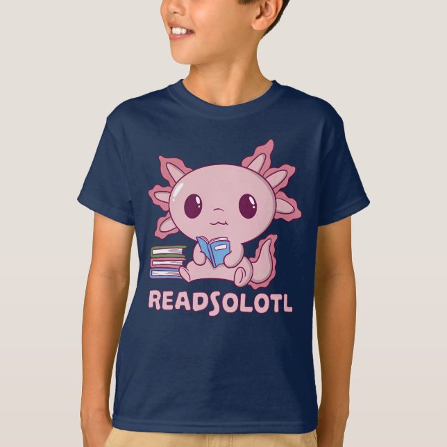 Camiseta Gracioso axolotl lee libros bibliotecarios readsol (Anverso)