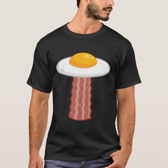 Camiseta Gracioso Bacon Egg UFO Desayuno Alimento Humor Ali (Anverso)