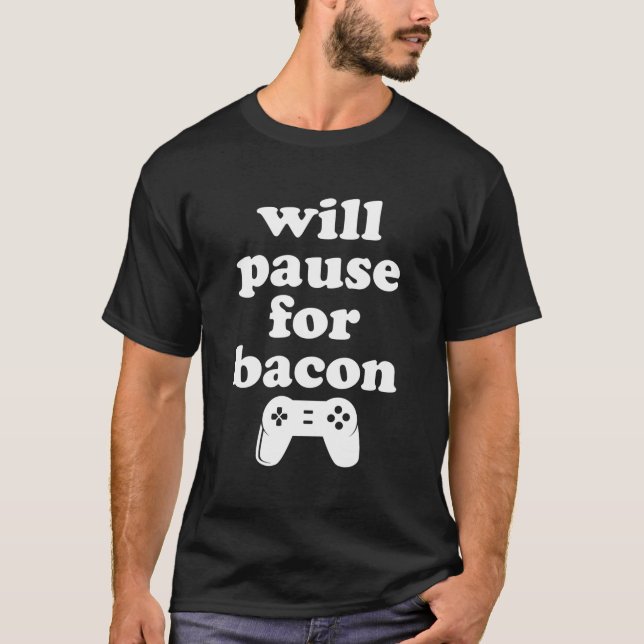 Camiseta Gracioso Bacon Y Videojuegos (Anverso)