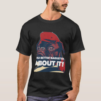 Camiseta Gracioso baguette beret francés pugPug amante rega