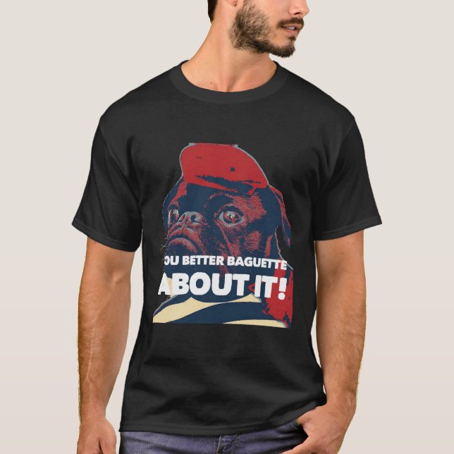 Camiseta Gracioso baguette beret francés pugPug amante rega (Anverso)