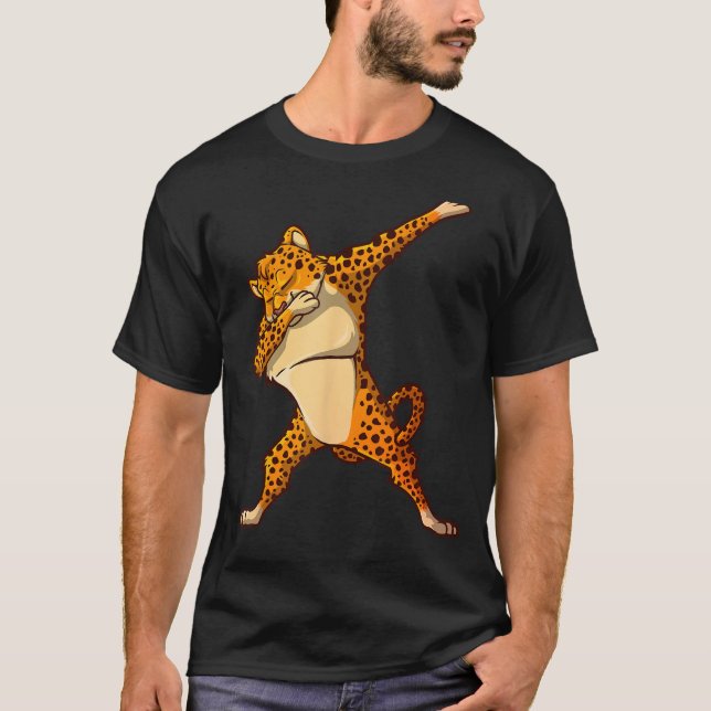 Camiseta Gracioso Baile Cheetah Para Niños Chicas Dabbing C (Anverso)