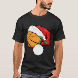 Camiseta Gracioso baloncesto Santa Hat Feliz Navidad Xm