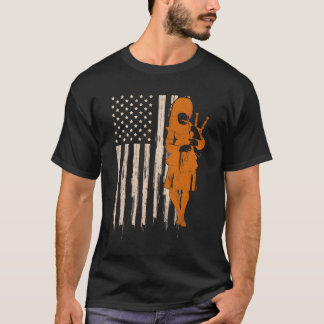 Camiseta Gracioso Bandera De Ee.Uu. Bagpiper Escocesa Gift