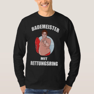 Camiseta Gracioso Baño Master Con Anillo De Vida En La Pisc