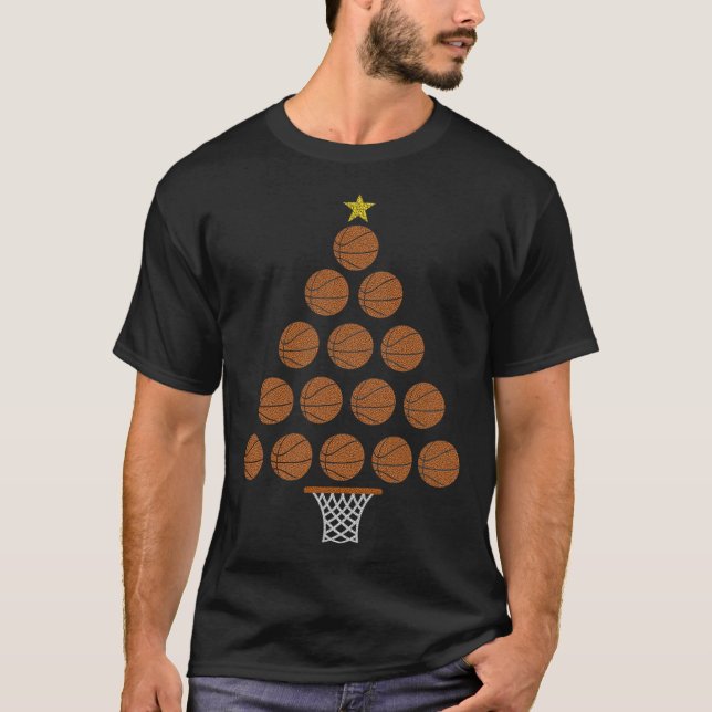 Camiseta Gracioso básquetbol amante del árbol de Navidad Ho (Anverso)