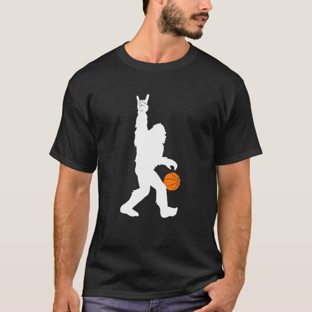 Camiseta Gracioso Básquetbol Rock Bigfoot Rock En Hoops Bas (Anverso)