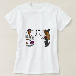 Camiseta Gracioso basset Hound Bride y Groom Boda Art