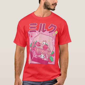 Camiseta Gracioso batido de fresa retro 90 Carton Kawaii