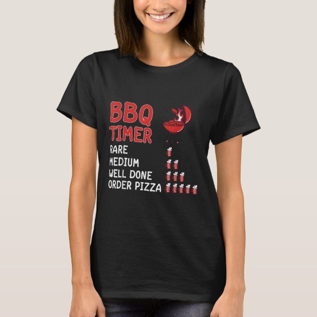 Camiseta Gracioso Bbq Timer Barbecue Grill Master Grilling  (Anverso)