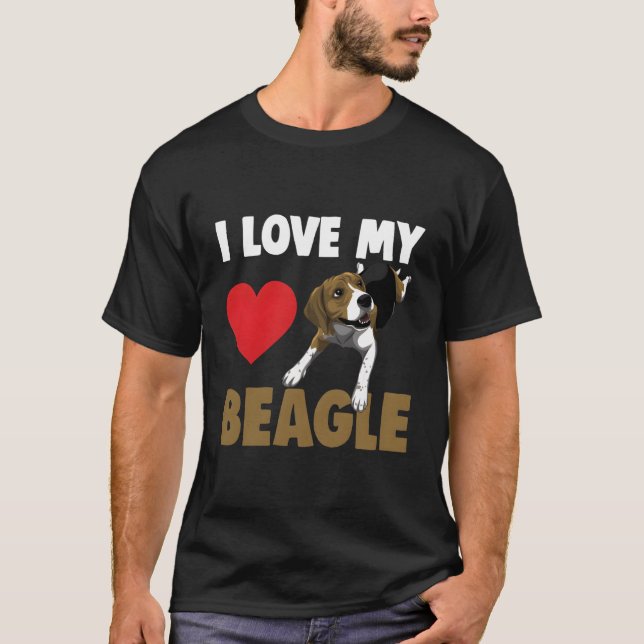 Camiseta Gracioso Beagle Hound - Amo Mi Beagle (Anverso)