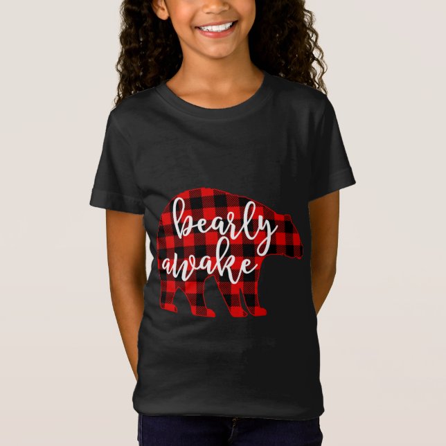 Camiseta Gracioso Bearly Awake. Pun del oso. Cristo de búfa (Anverso)