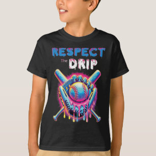 Camiseta Gracioso Béisbol Derrame De Hielo Crema Respetando