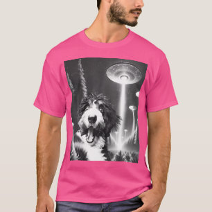 Camiseta Gracioso Bernedoodle Alien Ufo Tomando Un Perro Se
