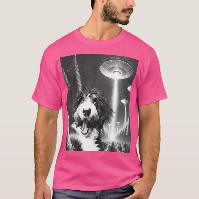 Camiseta Gracioso Bernedoodle Alien Ufo Tomando Un Perro Se (Anverso)