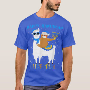 Camiseta Gracioso bibliotecario Llama Sloth Menorah Hanukka