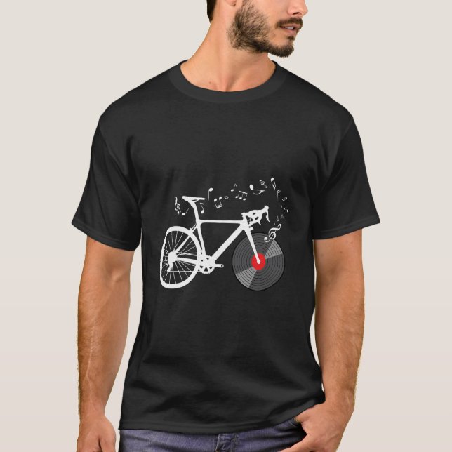 Camiseta Gracioso Bicycle Vinyl Record Player Music Notes G (Anverso)