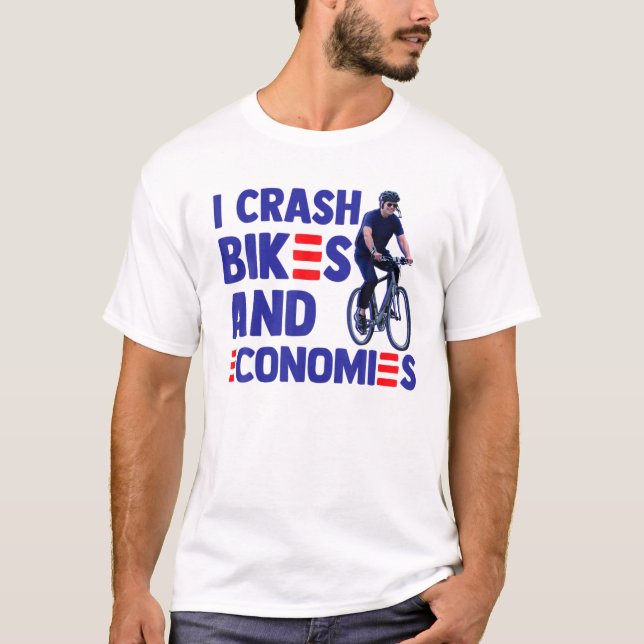 Camiseta Gracioso Biden En Bicicleta Cae Meme I Crash Bicic (Anverso)