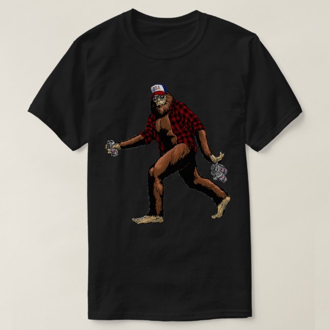 Camiseta Gracioso Big Foot Big Foot y cerveza Big Foot (Diseño del anverso)