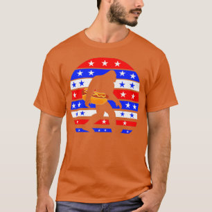 Camiseta Gracioso BigFoot Hot Dog Bandera Americana Premium
