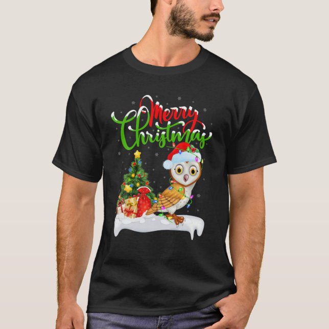 Camiseta Gracioso Bird Bird Lover Xmas Lighting Barn Owl C (Anverso)