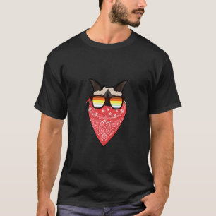 Camiseta Gracioso Birman Cat Dad Red Bandana Gafas de sol
