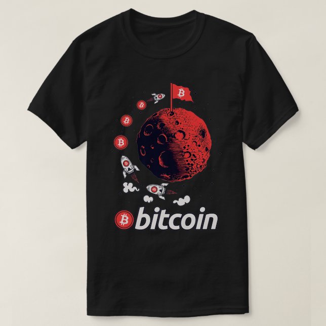 Camiseta Gracioso Bitcoin Moon Crypto Cryptocurrency Blockc (Diseño del anverso)