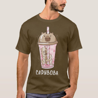 Camiseta Gracioso Boba Tea Capybara Leche Té Kawaii