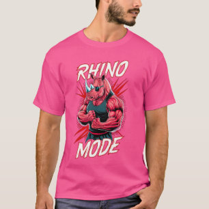 Camiseta Gracioso Bodybuilding Rhino Mode Workout Fitness G