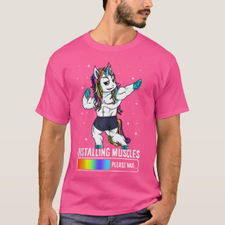 Camiseta Gracioso Bodybuilding Unicorn Gym Workout Weightli