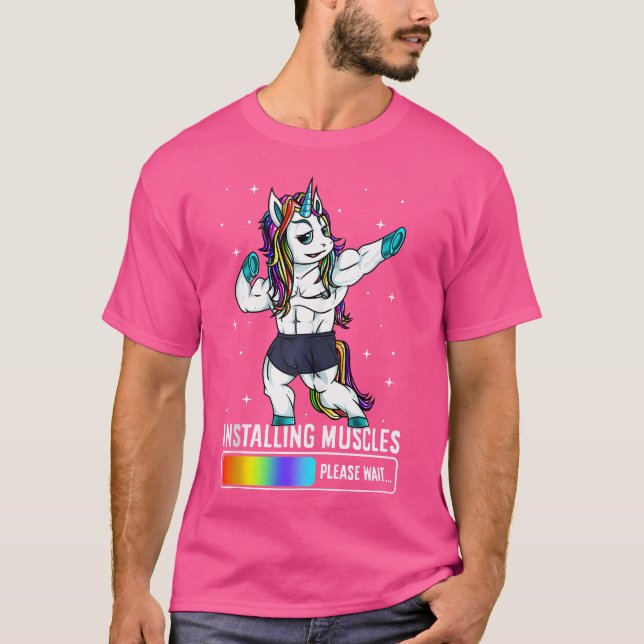 Camiseta Gracioso Bodybuilding Unicorn Gym Workout Weightli (Anverso)