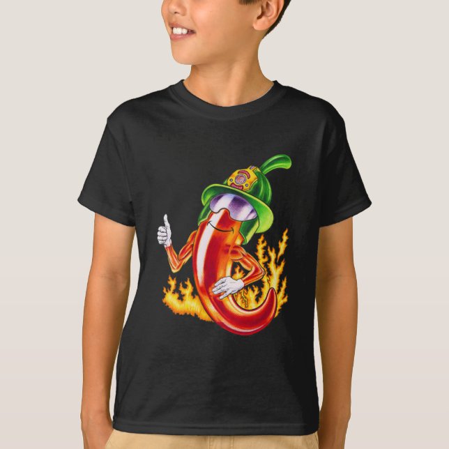 Camiseta Gracioso Bombero Chili En Fuego Da Muñecas (Anverso)
