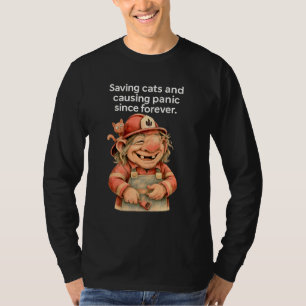 Camiseta Gracioso bombero que salva gatos causa pánico