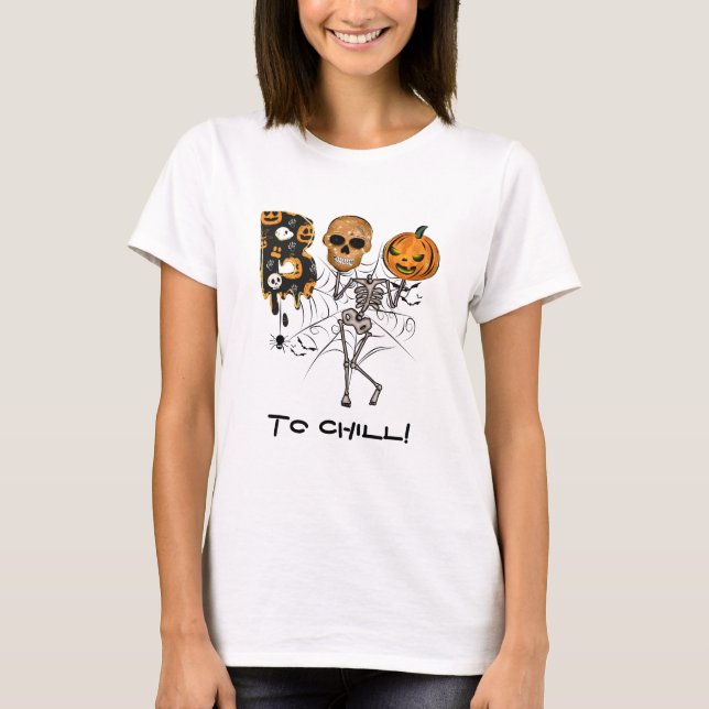 Camiseta Gracioso boo básico personalizado de Halloween (Anverso)