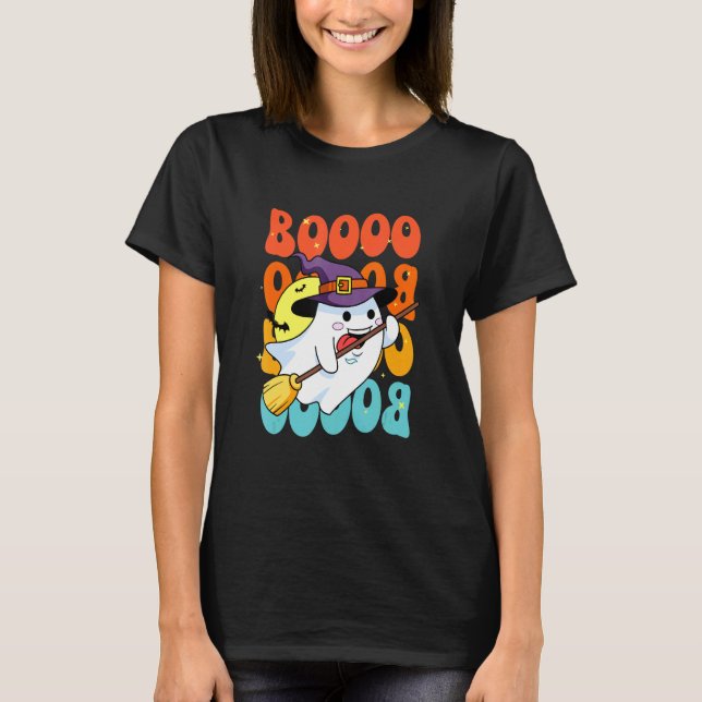 Camiseta Gracioso Boo Con Fantasma Y Calabazas Para Hallowe (Anverso)