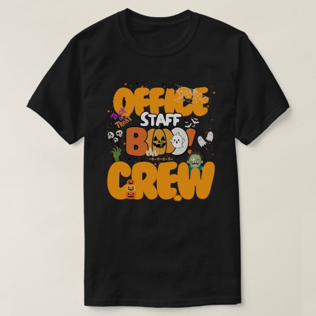 Camiseta ¡Gracioso Boo del personal de la oficina! Crew Hal (Diseño del anverso)