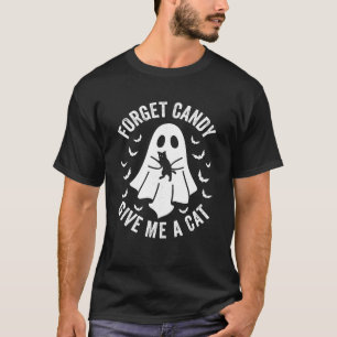 Camiseta Gracioso Boo Ghost Black Cat Olvidar Candy Dame Ga