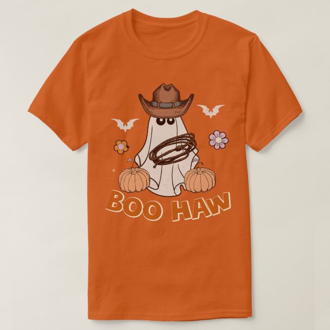 Camiseta Gracioso Boo Haw Halloween Fantasma Vaquera Weste (Diseño del anverso)