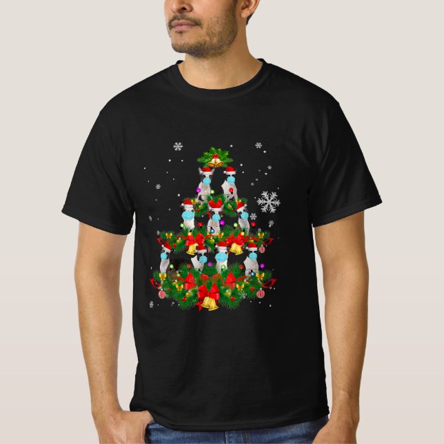 Camiseta Gracioso Boston Terrier Christmas Tree Mask Xmas (Anverso)