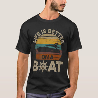 Camiseta Gracioso Bote Regalos Retro La Vida Es Mejor En Un