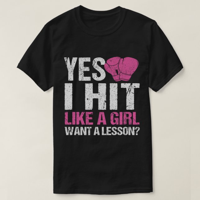 Camiseta Gracioso Boxeador De Chicas De Boxeo Sí Golpeé Com (Diseño del anverso)