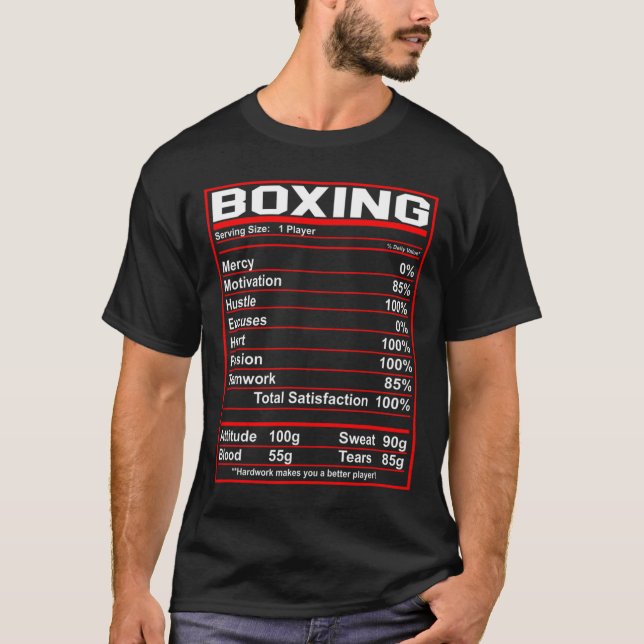 Camiseta Gracioso Boxing Nutrition Facts Boxer (Anverso)