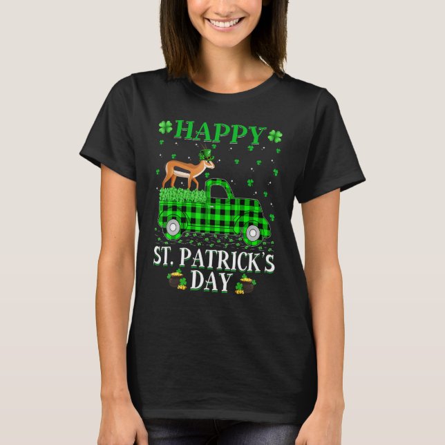 Camiseta Gracioso Búfalo Plaid Green Truck Antelope St. Pat (Anverso)