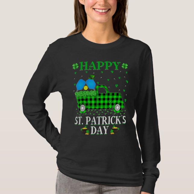 Camiseta Gracioso Búfalo Truck Green Pickleball St. Pat (Anverso)