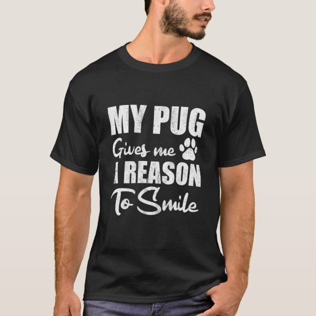 Camiseta Gracioso buggy diciendo sonrisa de Pug (Anverso)