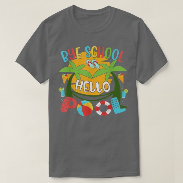 Camiseta Gracioso Bye School Hello Summer Con Gafas De Sol  (Diseño del anverso)