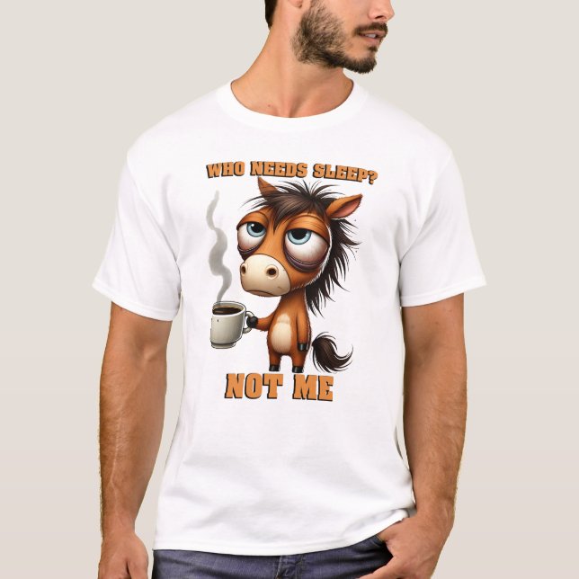 Camiseta Gracioso café bebiendo caballo (Anverso)