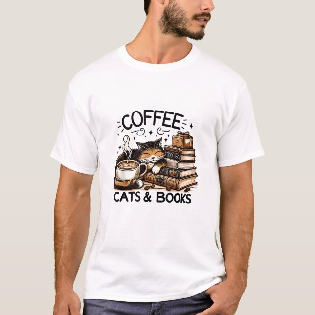 Camiseta Gracioso Café Café Los Libros De Idea De Regalo A  (Anverso)