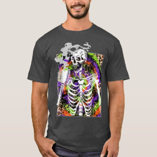 Camiseta Gracioso café caliente Skeleton Beber tie Dye Leop